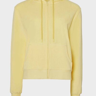 Hunza G Terry Towelling Zip Hoodie - Butter - Image 1
