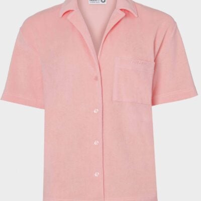 Hunza G Terry Towelling Cuban Shirt - Pink - Image 1