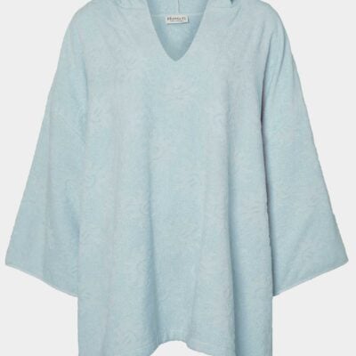 Hunza G Sunny Towelling Hooded Poncho - Ice Blue - Image 1