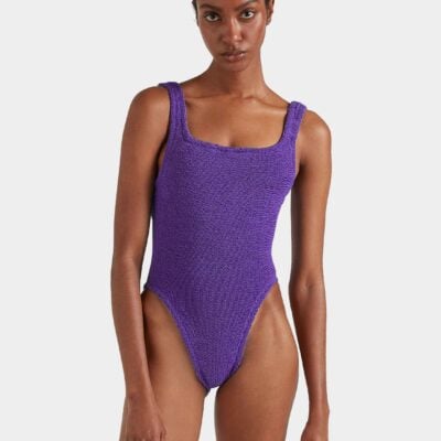 Hunza G Square Neck Swim - Metallic Purple Magic — Metallic Magic Purple - Image 2