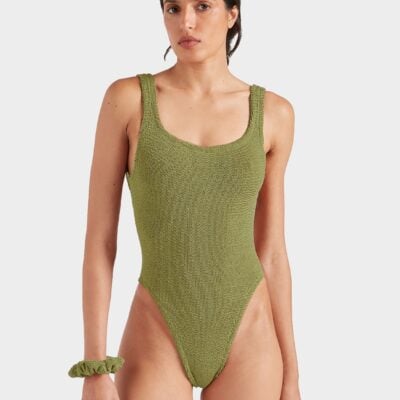 Hunza G Square Neck Swim - Metallic Moss - Image 2
