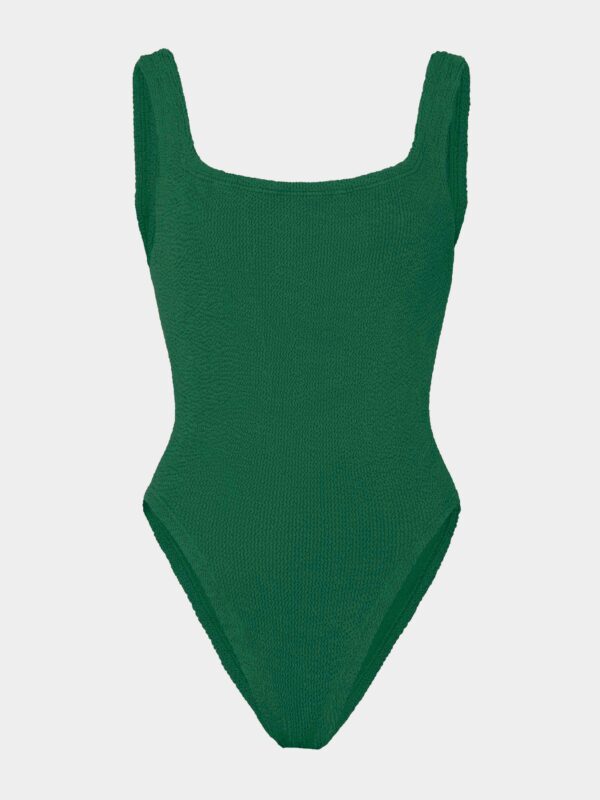 Hunza G Square Neck Swim - Metallic Forest Green