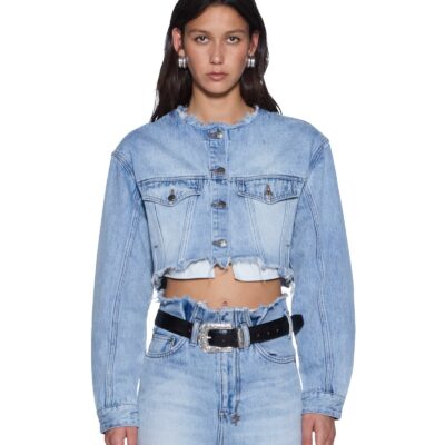 Ksubi TORN OFF CROP TRUCKER VAPOUR — DENIM - Image 1