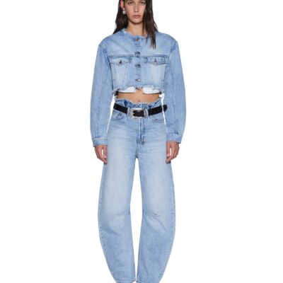 Ksubi TORN OFF CROP TRUCKER VAPOUR — DENIM - Image 2