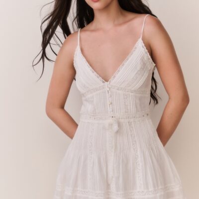 LoveShackFancy Zirelle Cotton Victorian Mini Dress — WHITE - Image 1