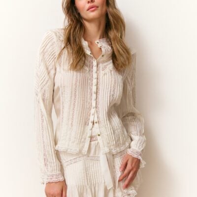 LoveShackFancy Willia Silk Lace-Detailed Mini Skirt - IVORY - Image 2