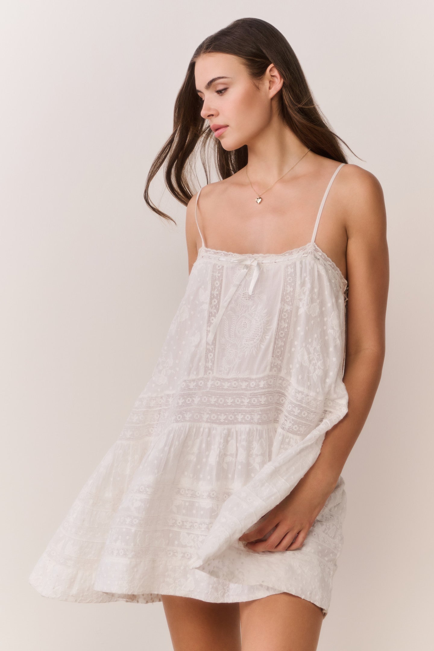 MNLSF300726065606024_2 LoveShackFancy Vionett Cotton Victorian Mini Dress — WHITE - Image 2
