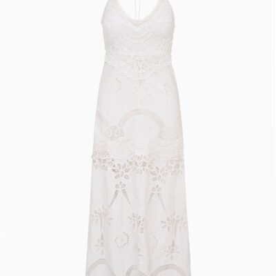 LoveShackFancy Veyla Crochet Eyelet Maxi Dress — OPTIC WHITE - Image 1