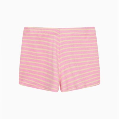 LoveShackFancy Veluna Terry Stripe Mini Shorts — LEMON ROSE - Image 1