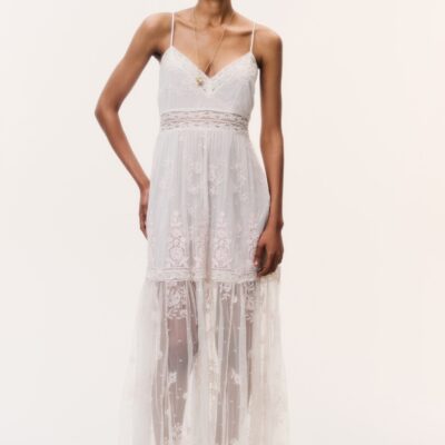 LoveShackFancy Valmy Embroidered Tulle Maxi Dress — IVORY - Image 2