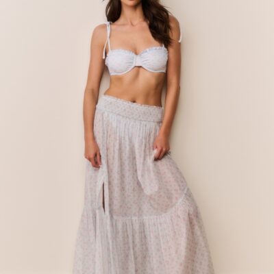 LoveShackFancy Umber Cotton Maxi Cover-Up Skirt — CHAPPARAL BLUE - Image 1