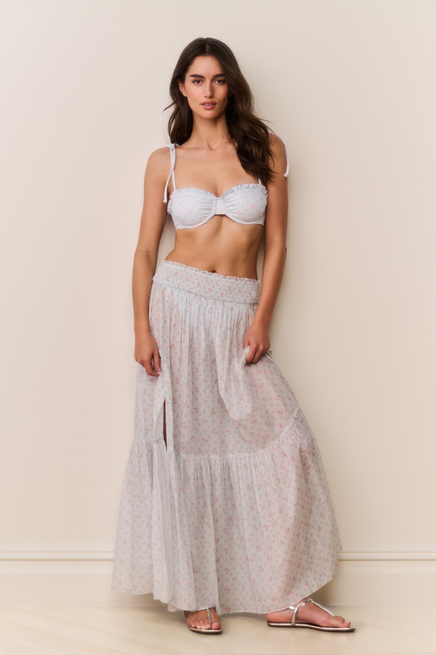LoveShackFancy Umber Cotton Maxi Cover-Up Skirt — CHAPPARAL BLUE - Image 1