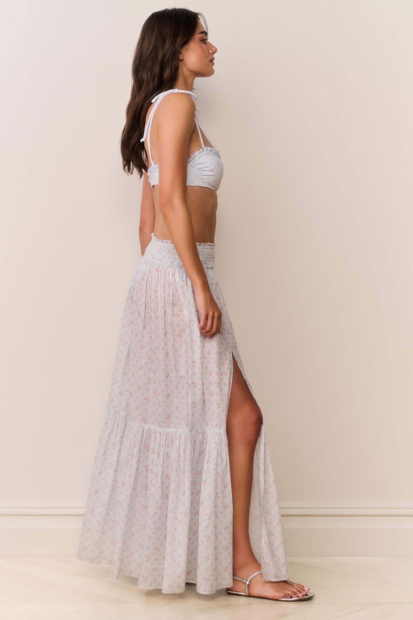 LoveShackFancy Umber Cotton Maxi Cover-Up Skirt — CHAPPARAL BLUE - Image 2