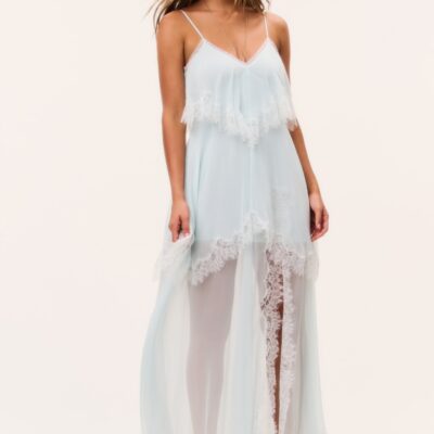 LoveShackFancy Toby Silk Chiffon Maxi Dress — EAU DE NIL - Image 2