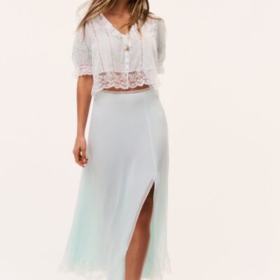 LoveShackFancy Sybel Silk Chiffon Maxi Skirt — EAU DE NIL - Image 1