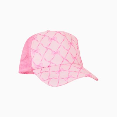 LoveShackFancy Sweetheart Joni Trucker Hat — PINK PEPPERMINT - Image 1
