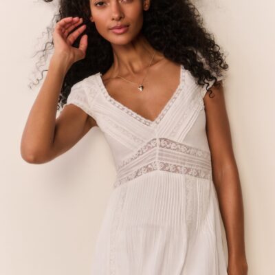 LoveShackFancy Suvi Heritage Midi Dress — WHITE - Image 2