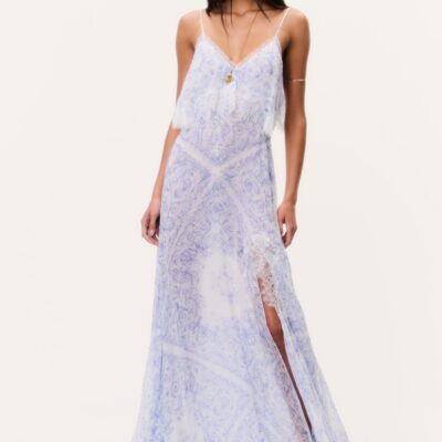 LoveShackFancy Stelline Sheer Silk Maxi Dress — INDIGO SHORES - Image 1