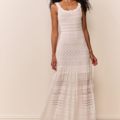 LoveShackFancy Solenne Fine Pointelle Maxi Dress — LIGHT CHAI - Image 2