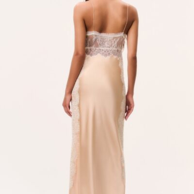 LoveShackFancy Shia Silk-Blend Maxi Dress — PALE GOLD - Image 2