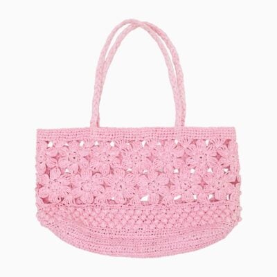 LoveShackFancy Sharlo Floral Straw Bag — PINK - Image 1