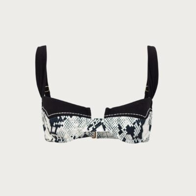 SAME Los Angeles Western Underwire Top (Python/Faux Suede Black) - Image 1