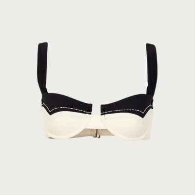 SAME Los Angeles Western Underwire Top (Faux Suede Cream/Black) - Image 1