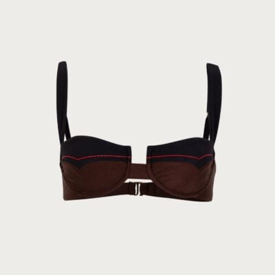 SAME Los Angeles Western Underwire Top (Brown/Faux Suede Black) - Image 1