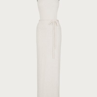 SAME Los Angeles Tie Maxi Dress (White Bouclé) - Image 1