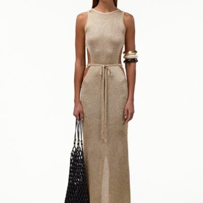 SAME Los Angeles Tie Maxi Dress (Light Gold Sequin) - Image 1