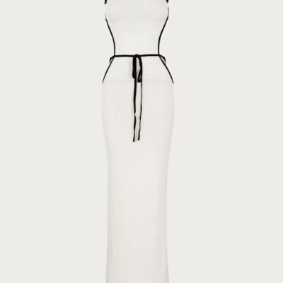 SAME Los Angeles Tie Maxi Dress (Cream/Black) - Image 1