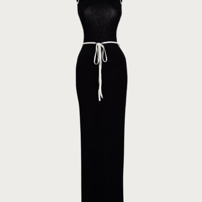SAME Los Angeles Tie Maxi Dress (Black/Cream) - Image 1