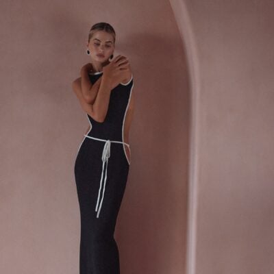 SAME Los Angeles Tie Maxi Dress (Black/Cream) - Image 2