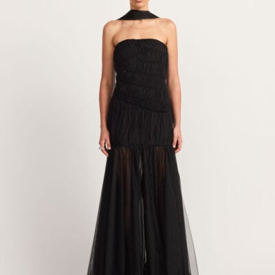 TOJHA HUXLEY GOWN with DETCHABLE SCARF- BLACK — 6/XS - Image 1