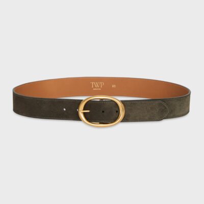 TWP Wide Belt in Suede — MILITARY - Image 1