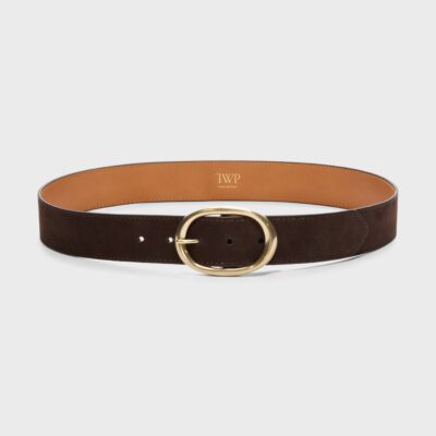 TWP Wide Belt in Nubuck Leather — CHOCOLATE - Image 1
