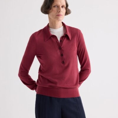 TWP Uma Henley in Superfine Cashmere — DRY ROSE - Image 1