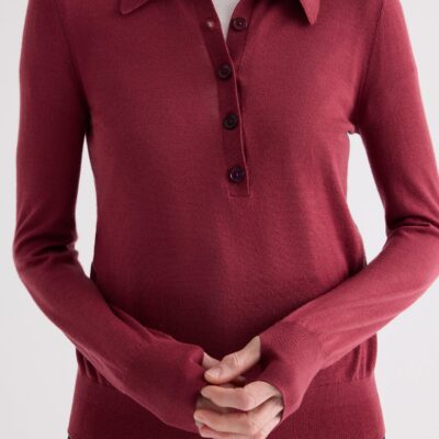 TWP Uma Henley in Superfine Cashmere — DRY ROSE - Image 2