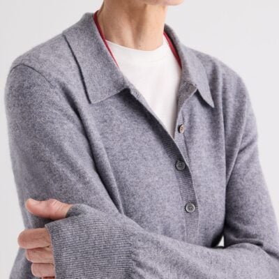 TWP Uma Henley Sweater in Superfine Cashmere — FLANNEL - Image 2