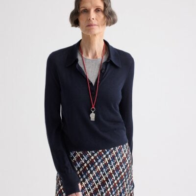 TWP Uma Henley Sweater in Cashmere — NIGHT SKY - Image 1