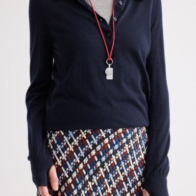 TWP Uma Henley Sweater in Cashmere — NIGHT SKY - Image 2