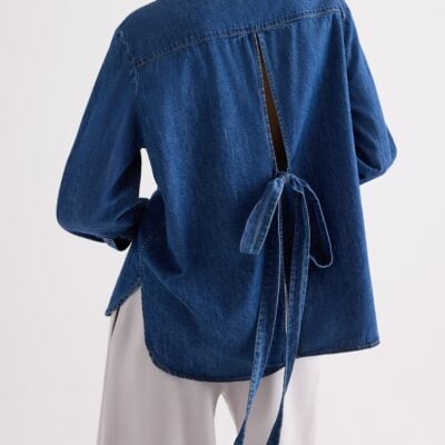 TWP Tied Down Top in Denim Shirting — PARIS - Image 1