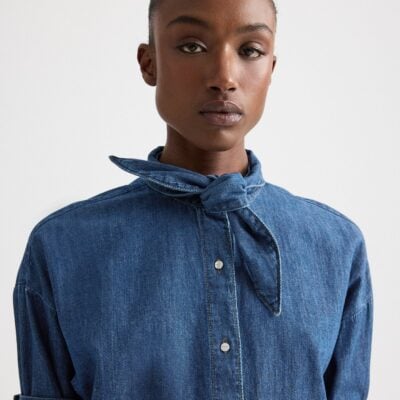 TWP Tie One On Shirt in Denim Shirting — PARIS - Image 2