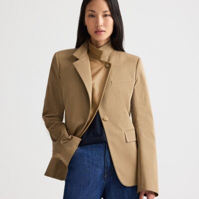 TWP The Double Take Blazer in Trench Chino Twill — BRITISH KHAKI / KELP - Image 1