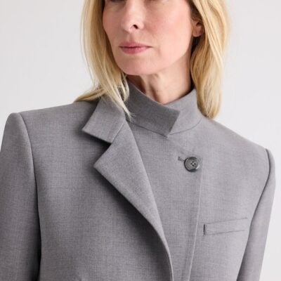 TWP The Double Take Blazer in Soft Finish Stretch Wool — MEDIUM HEATHER GREY - Image 2