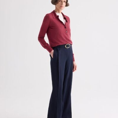 TWP Taite Pant in Coated Viscose Linen — MIDNIGHT - Image 1