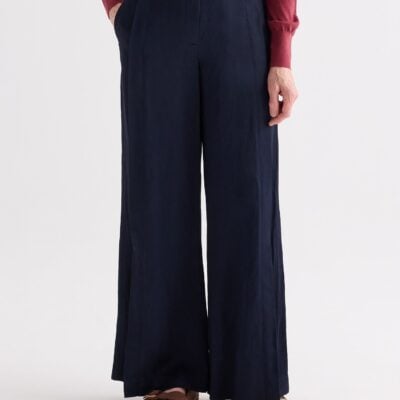 TWP Taite Pant in Coated Viscose Linen — MIDNIGHT - Image 2