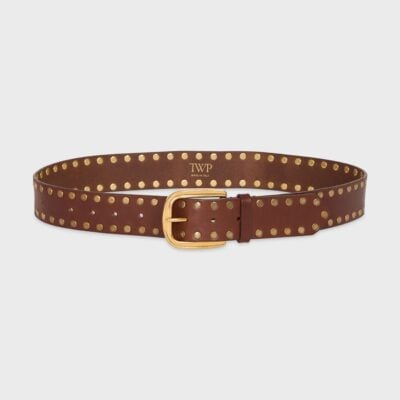 TWP Studded Belt in Vachetta Leather — DARK LUGGAGE - Image 1