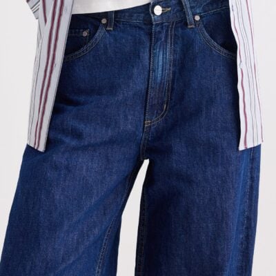 TWP Song Sung Blue Jean in Linen Cotton Denim — DARK STONE - Image 2