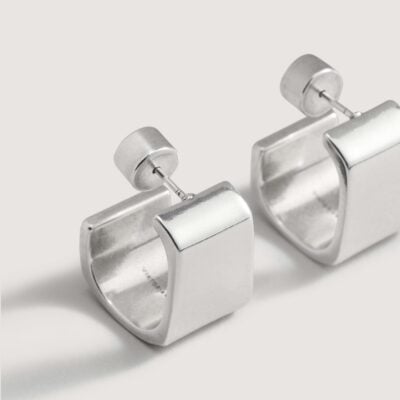 Viktoria & Woods V&W Block Hoops — SILVER - Image 2
